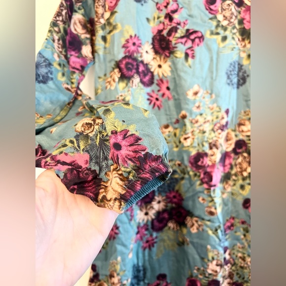 Ceylan Otantik CEO Floral Maxi Dress moody blue modest Turkish dress - Picture 2 of 9